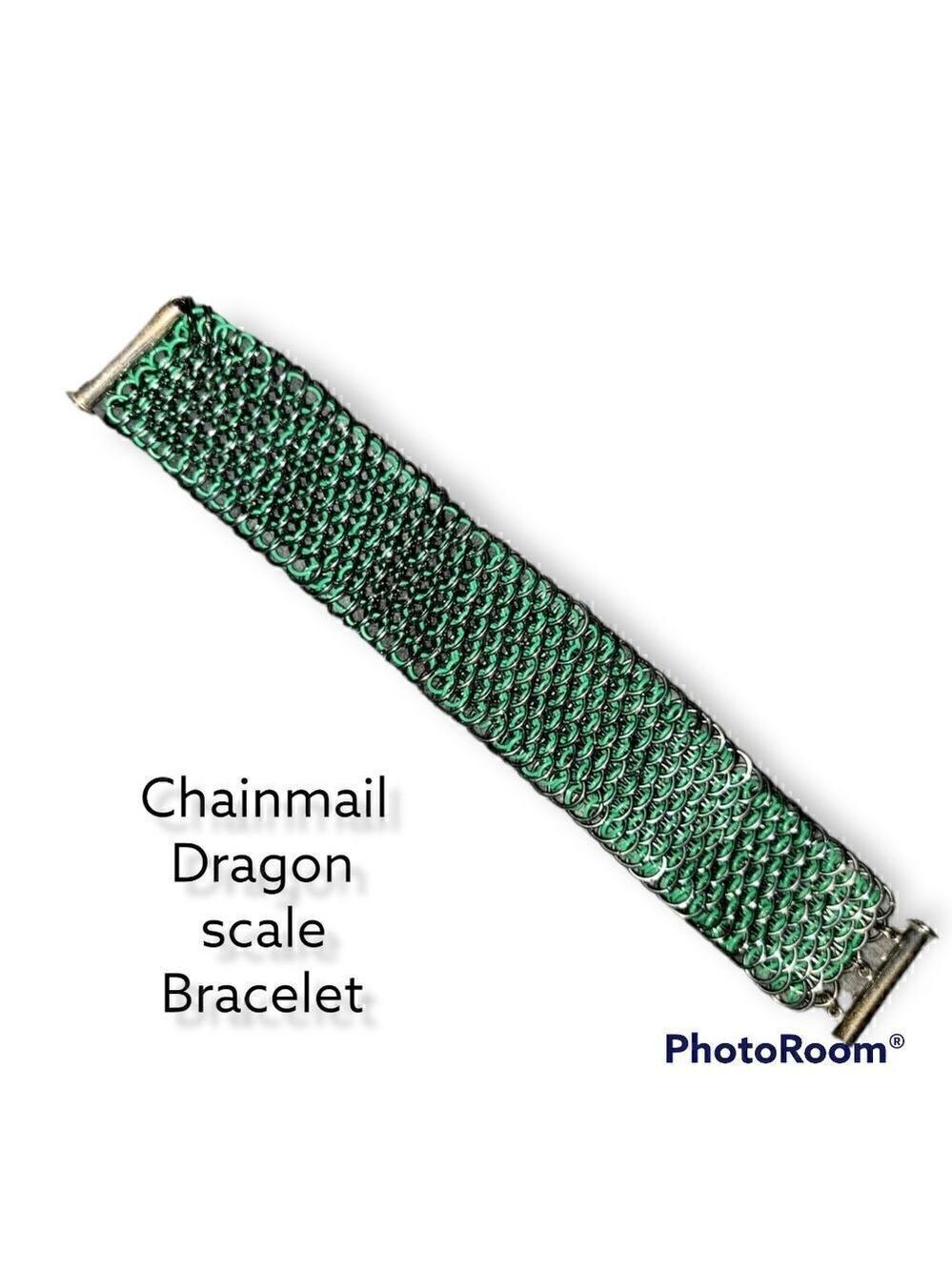 Dragon Scale Chainmail Bracelet Silver Black Green Aluminum #N147